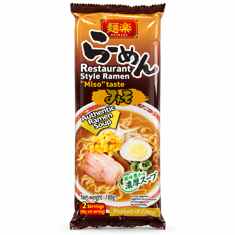 Menraku Japanska Ramennudlar med Misosmak 188g