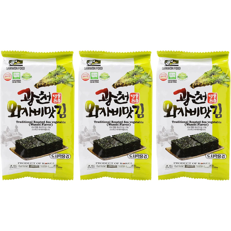 Samwon Rostad Sjögräs med Wasabi Smak  3*4g