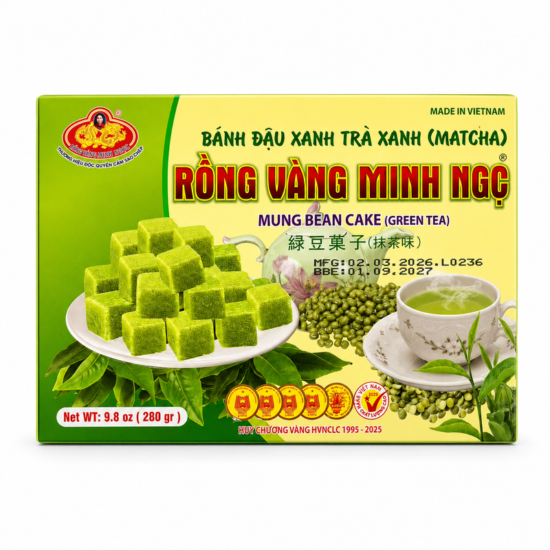 Rồng Vàng Minh Ngọc Mungbönskaka med grönt te / matcha 280g