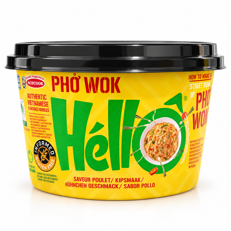 Acecook Phở Wok Vietnamesiska Risnudlar med Kycklingsmak 76g