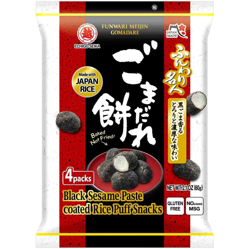 Echigo Seika Black Sesame Paste Coated Rice Puff Snacks 日本黑芝麻味麻粩 60g