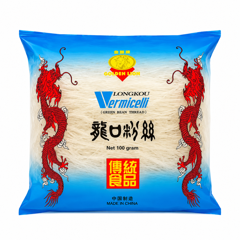 “Golden Lion ”Longkou Vermicelli Gröna Bönnudlar 100g