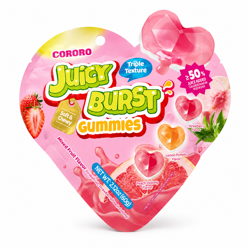 Juicy Burst Gummies, blandad fruktsmak 60g