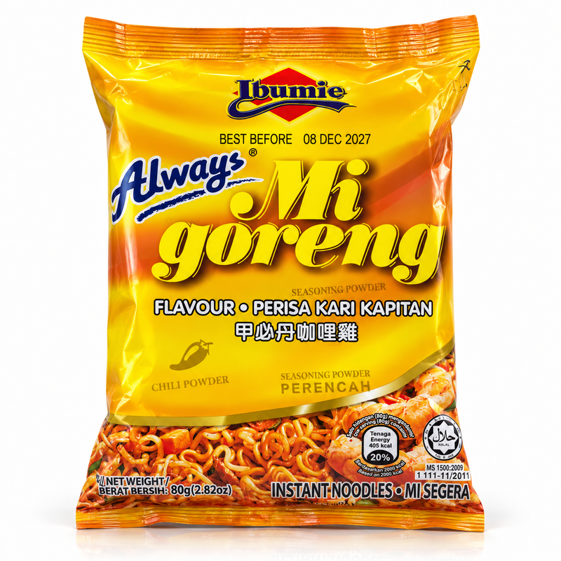 Ibumie Always Mi Goreng Kari Kapitan Snabbnudlar 80g