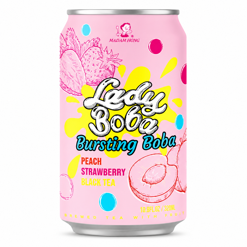 Madam Hong Lady Boba Peach & Strawberry Black Tea with Popping Boba 320ml