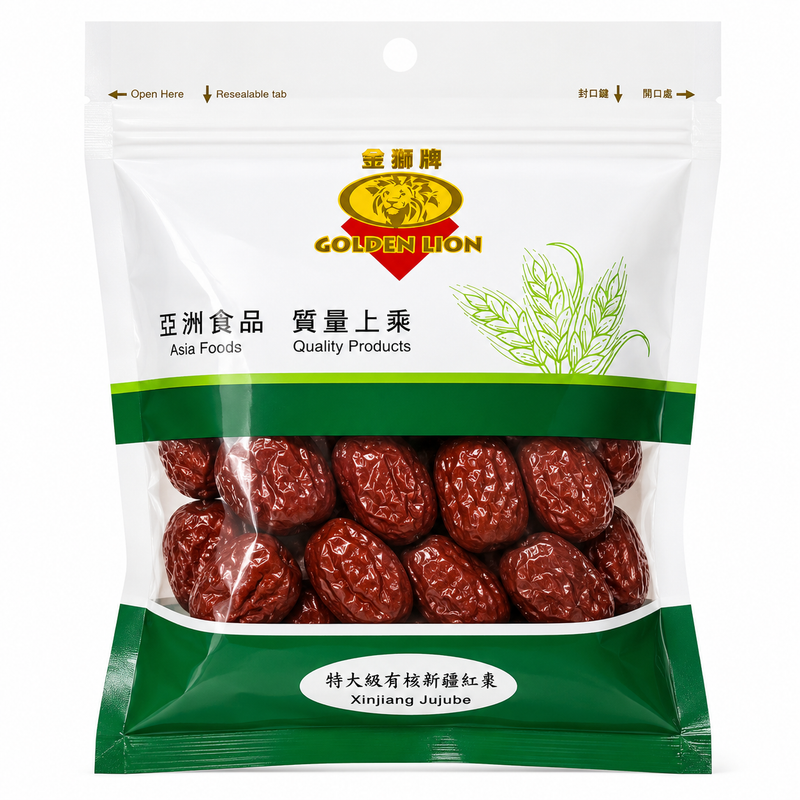 Golden Lion Extra Stora Xinjiang Röda Dadlar med Kärna 200g