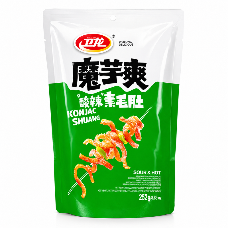 Wei Long Konjacsnacks med Syrlig och Stark Chilipapriksmak 252g