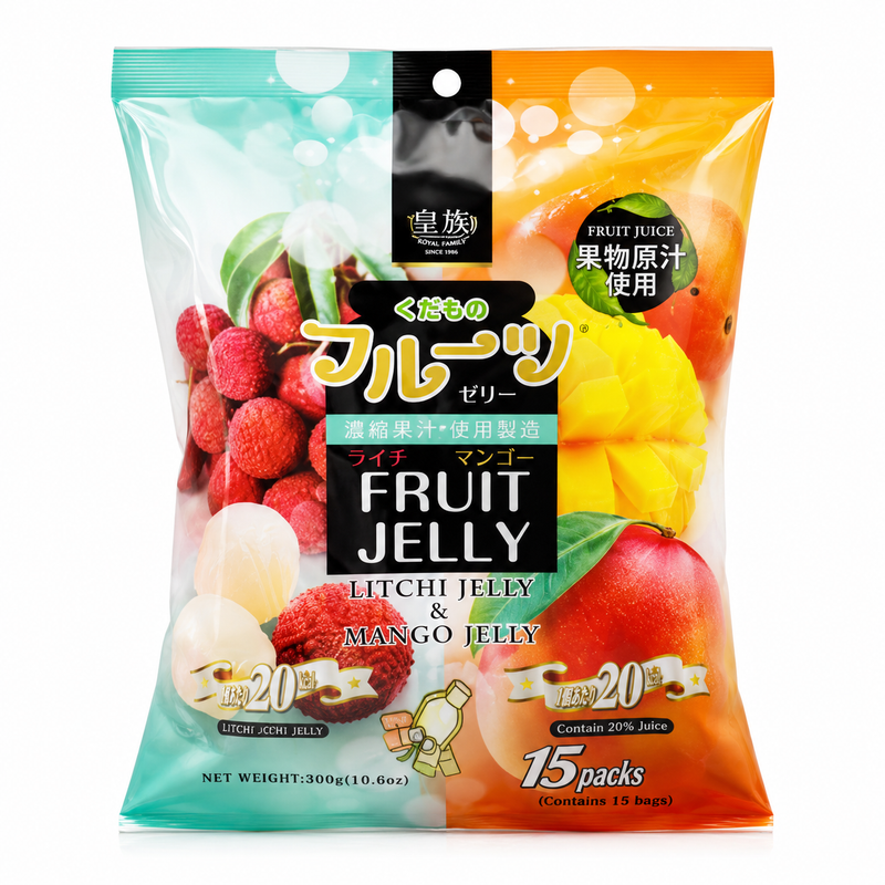 Royal Family Fruktgelé med Litchi- och Mangosmak 300g