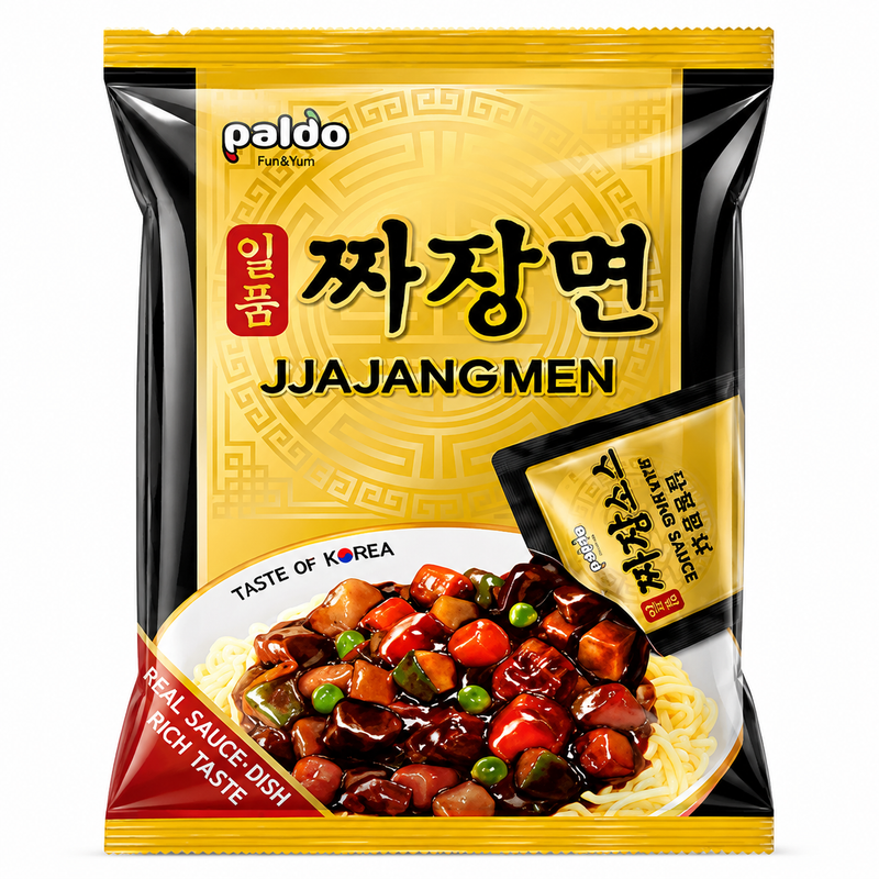 Paldo Koreanska Jjajangmen Nudlar med Svart Bönsås 200g