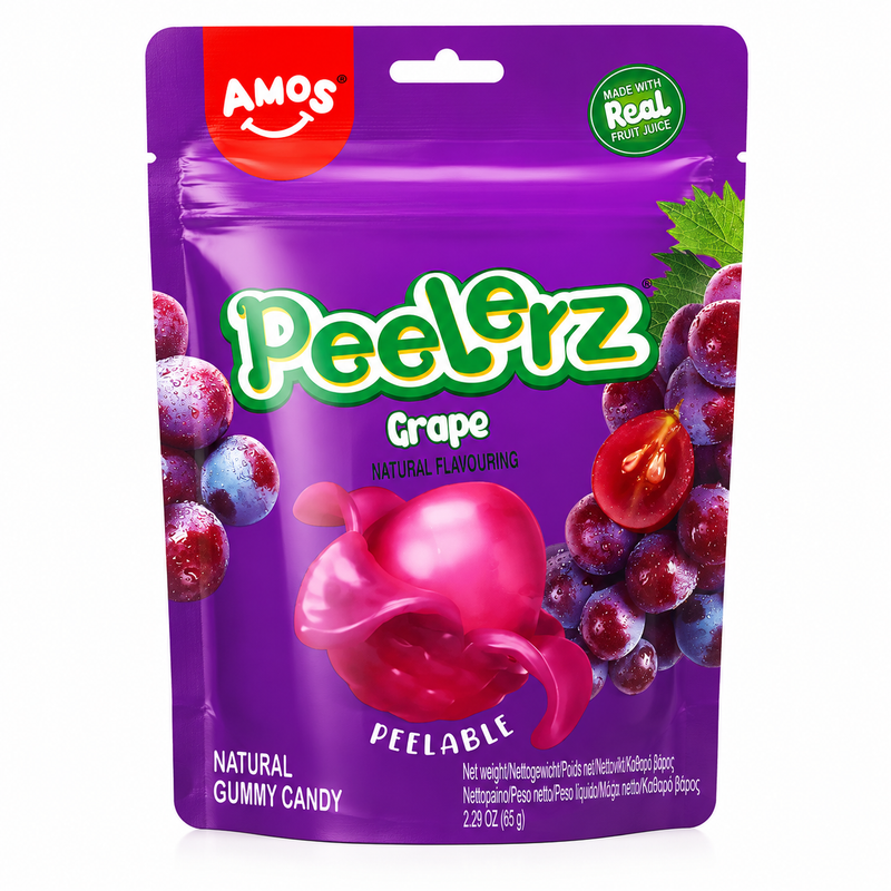 AMOS Peelerz Fruktgodis med Druvsmak 65g