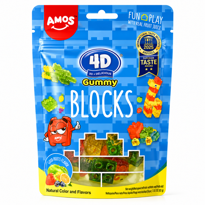 AMOS 4D Byggklossar Fruktgodis 65g