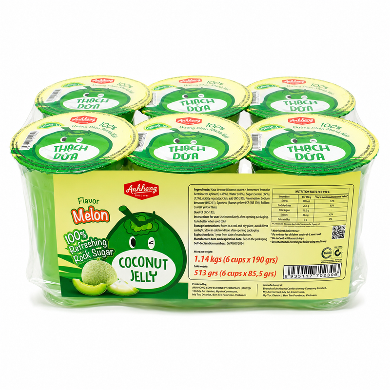 ANHHONG Kokosgelébägare Melonsmak 6 packs
