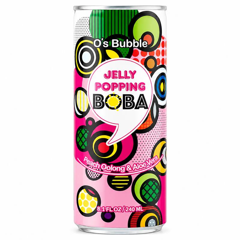 O's Bubble Jelly Popping Boba Drink Persika Oolong & Aloe Vera 240ml