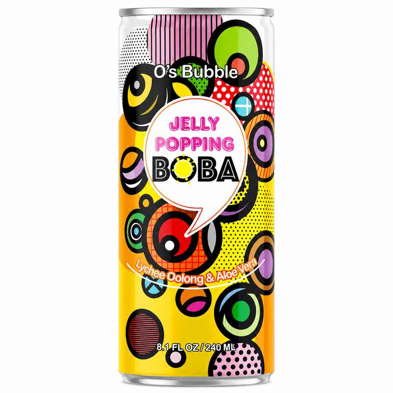 O's Bubble Jelly Popping Boba Drink Lychee Oolong & Aloe Vera 240ml