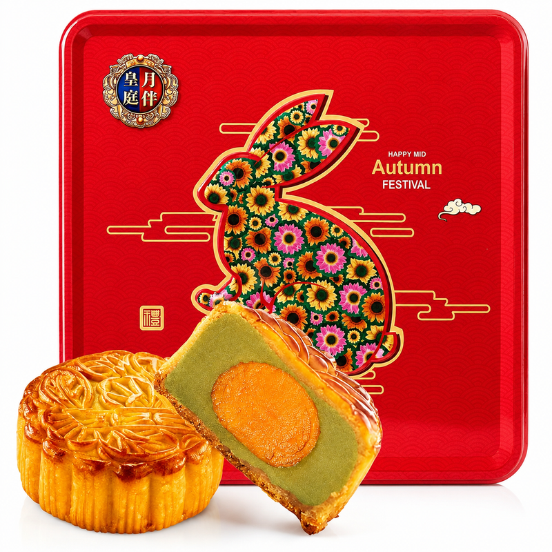 YB Mooncake 1 Yolk Green Bean 4pcs 香港月伴皇庭单黄绿豆月饼 750克