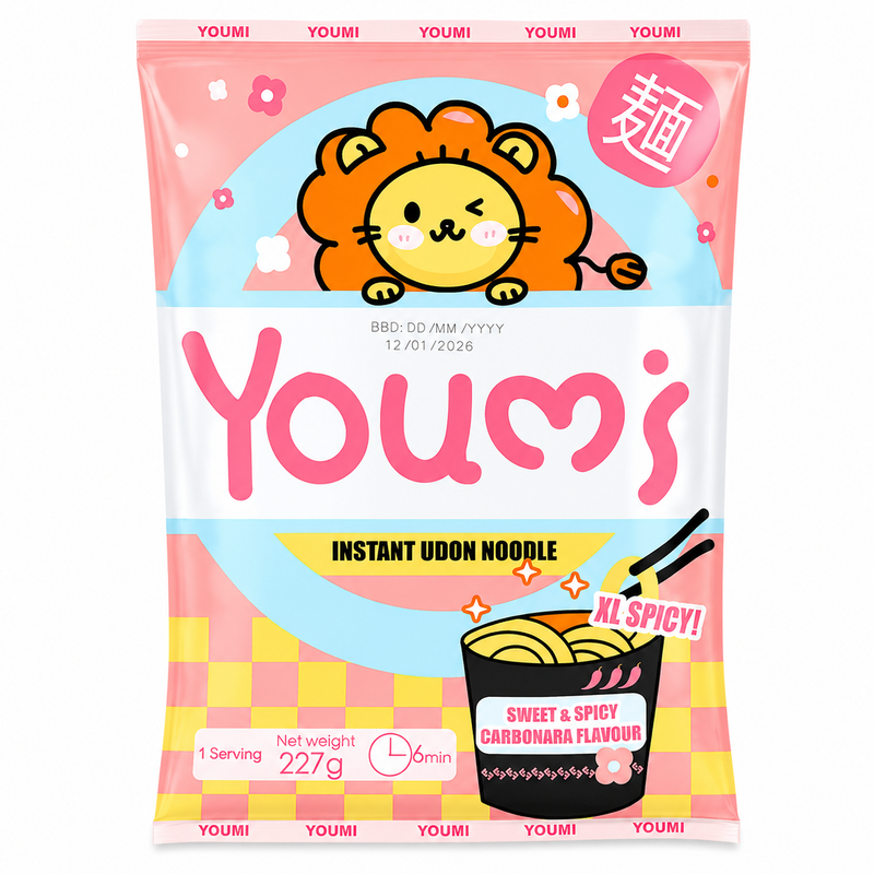 YOUMI Instant Udon Nudlar Sötstark Carbonara-smak 227g