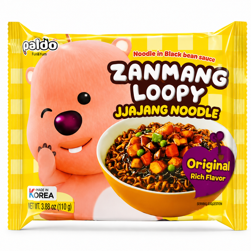 Paldo Zanmang Loopy Nudlar med Svart Bönsås 110g