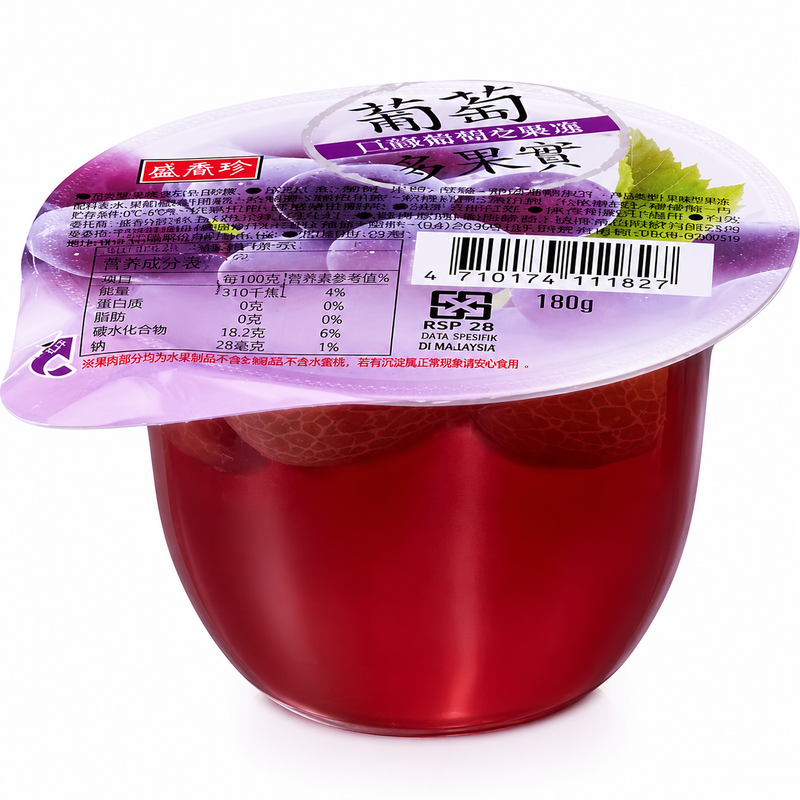 Sheng Xiang Zhen Druvgelé med Fruktbitar 180g