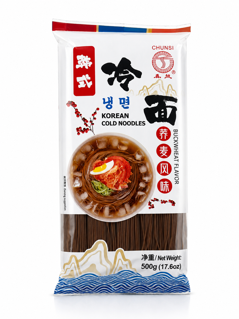 Chunsi Koreanska Kallnudlar med Bovetesmak 500g