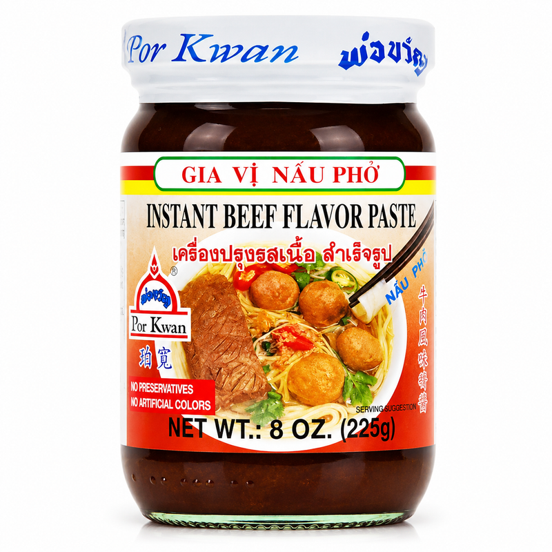 Por Kwan Instant Beef Flavor Paste, Por Kwan Beef Rice Noodle Seasoning 225g