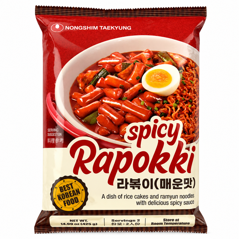 Nongshim Yopokki Rice Cake & Ramyun med Stark Sås 414g