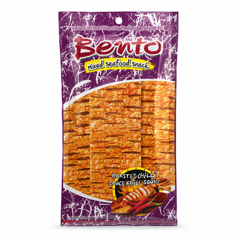 Bento Grillad bläckfisk- och surimisnack med rostad chilisås 20g