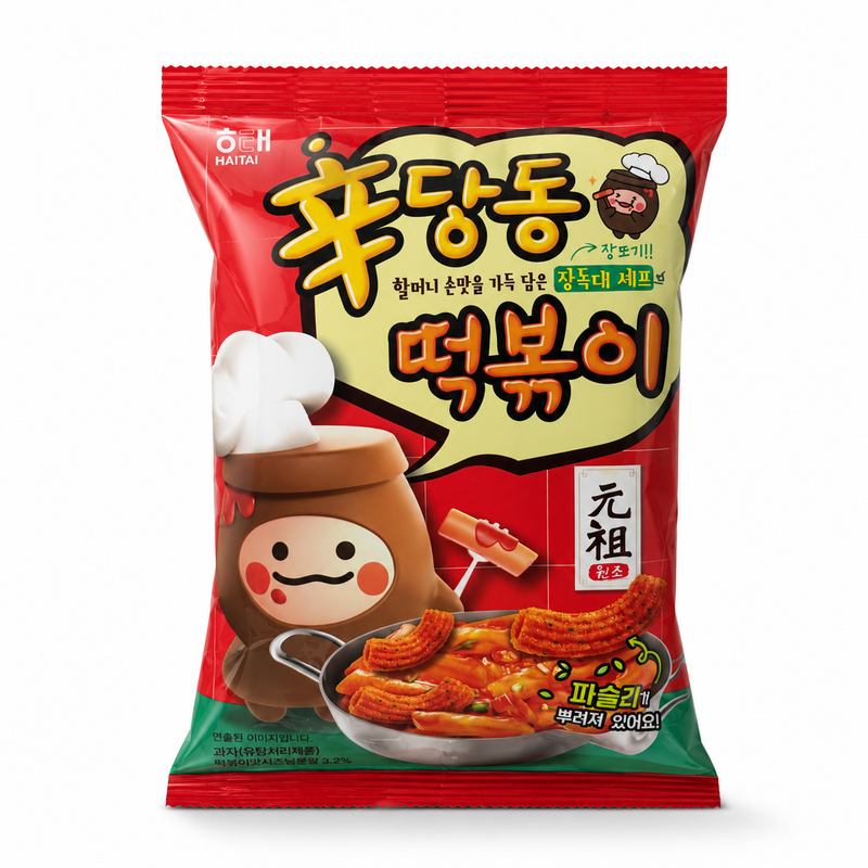 Haitai Sindangdong Tteokbokki-kex med söt och stark smak 110g
