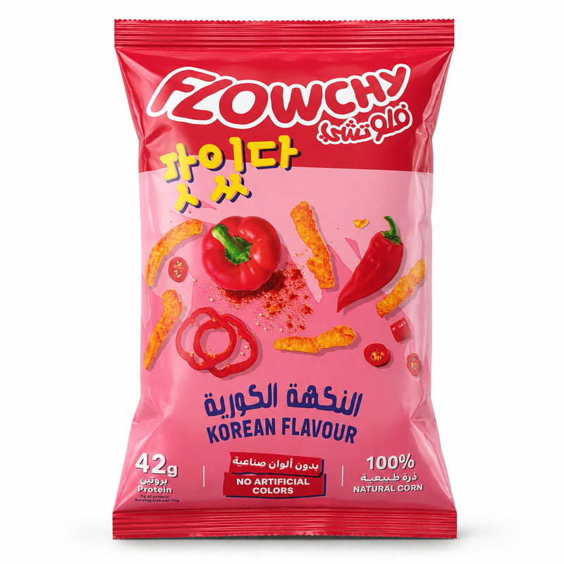 Flowchy Krispiga Majssnacks med Koreansk Smak 70g