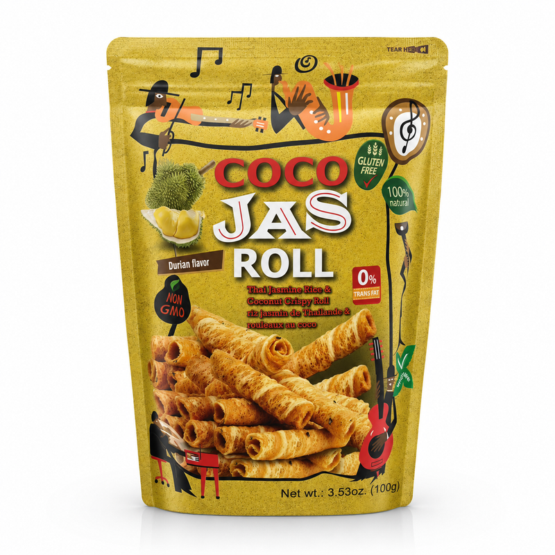 COCO JAS Krispiga Jasminrisrullar med Kokos och Durian 100g
