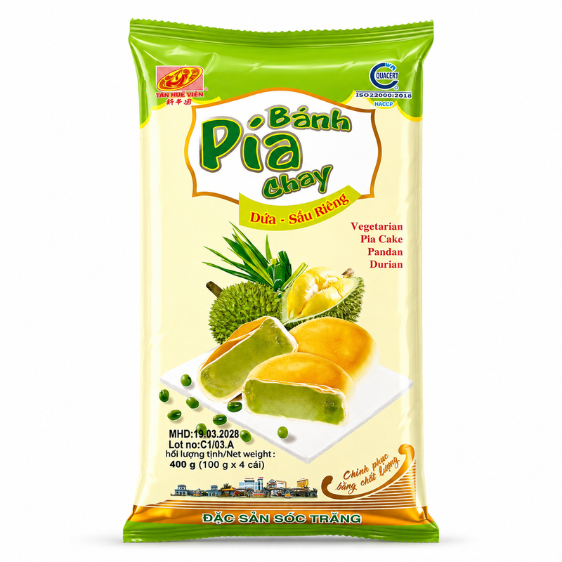 THV Vegetarisk Pia-kaka med durian och pandansmak 400g