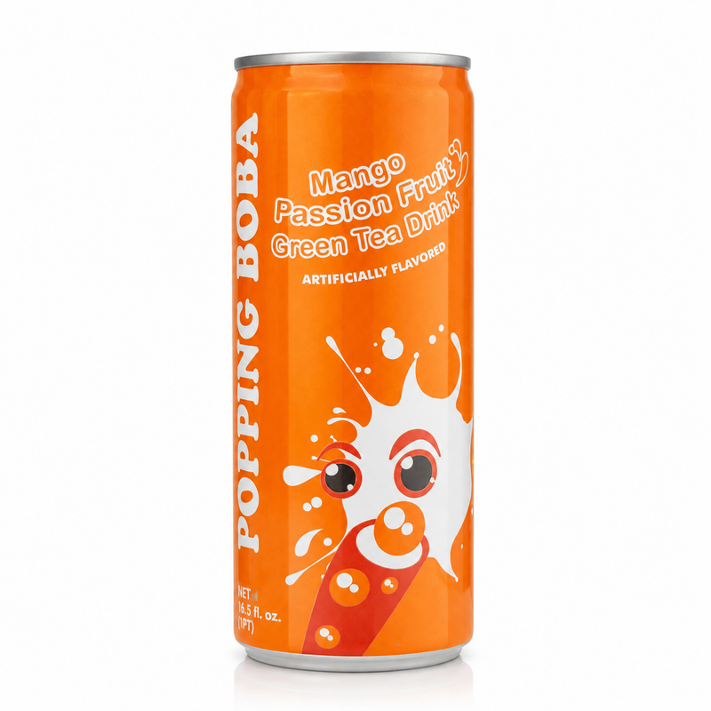 Popping Boba grönt te med mango- och passionsfruktssmak 240ml