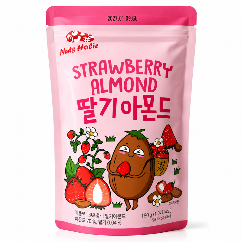Nuts Holic Rostade Mandlar med Jordgubbssmak 180g
