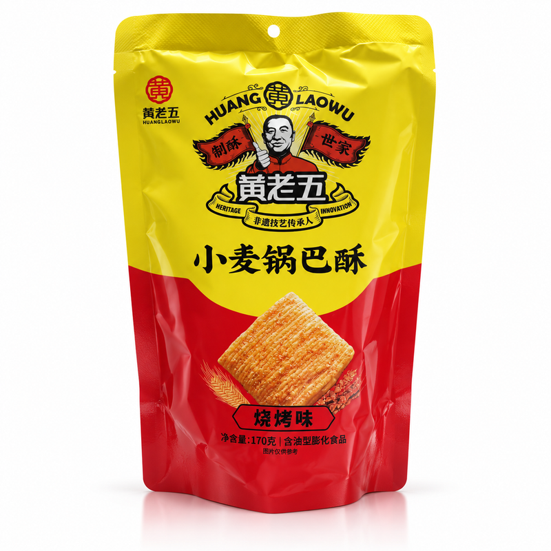 Huang Lao Wu Krispigt vetesnacks med BBQ-smak 170g