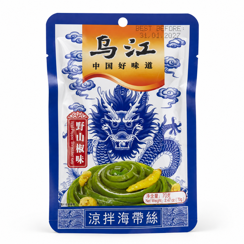 Wujiang Strimlad Kelp med Vild Chili 70g