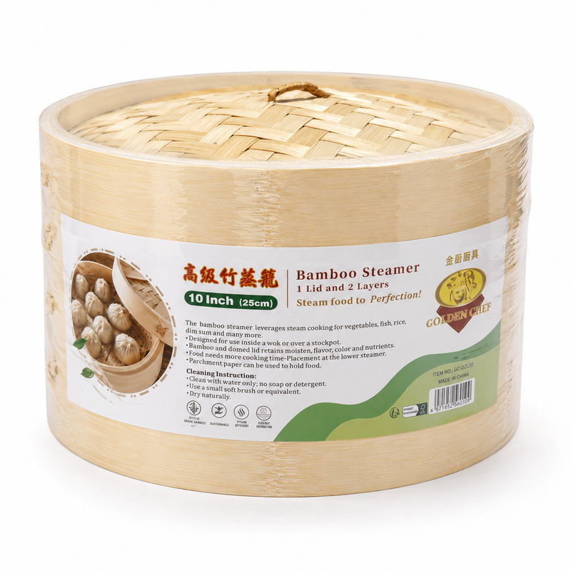 Golden Lion Bambukorg för ångkokning 25 cm – 2 lager med lock