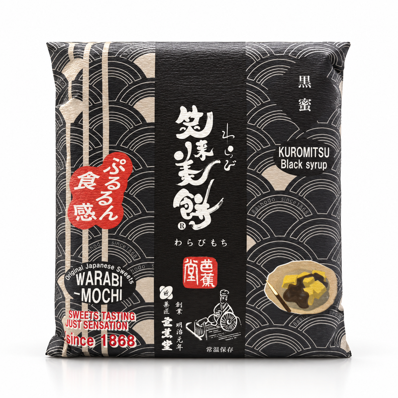 Bashodo Warabi Mochi med svart sockersirap 100g