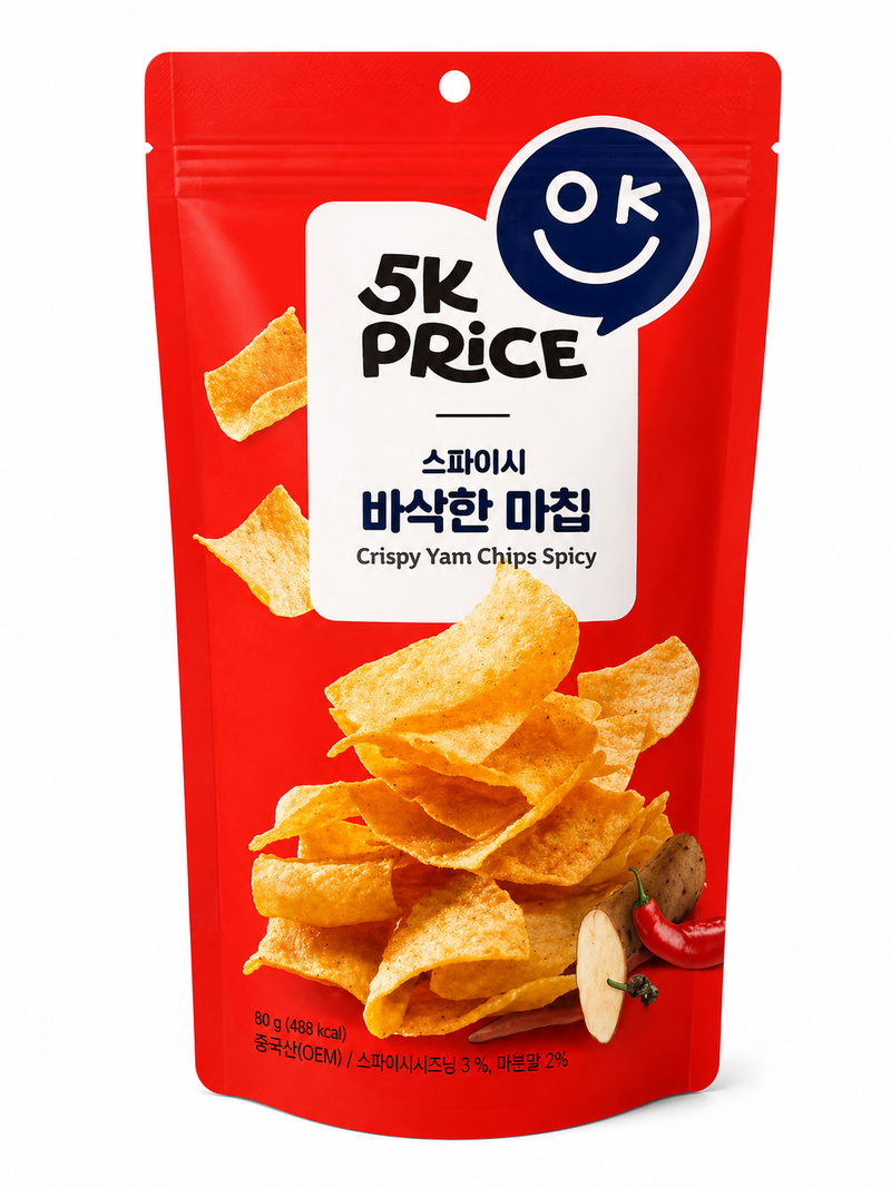 Huang Lao Wu Krispiga yamchips med stark smak 80 g