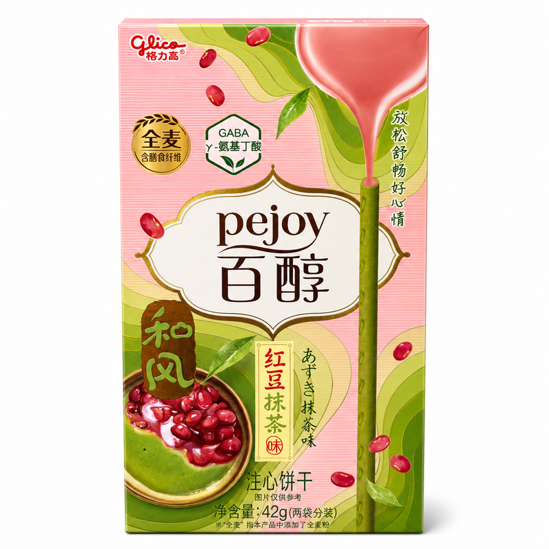 Glico Kexsticks med fyllning av röd böna och matcha 42g