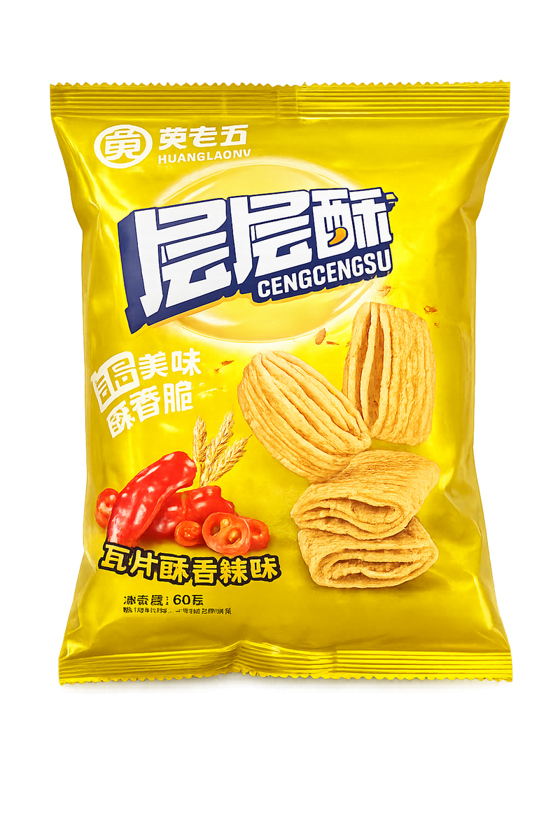 Huang Lao Wu Vetesnacks kryddig smak (Wheat Crust Spicy Flavor) 60 g