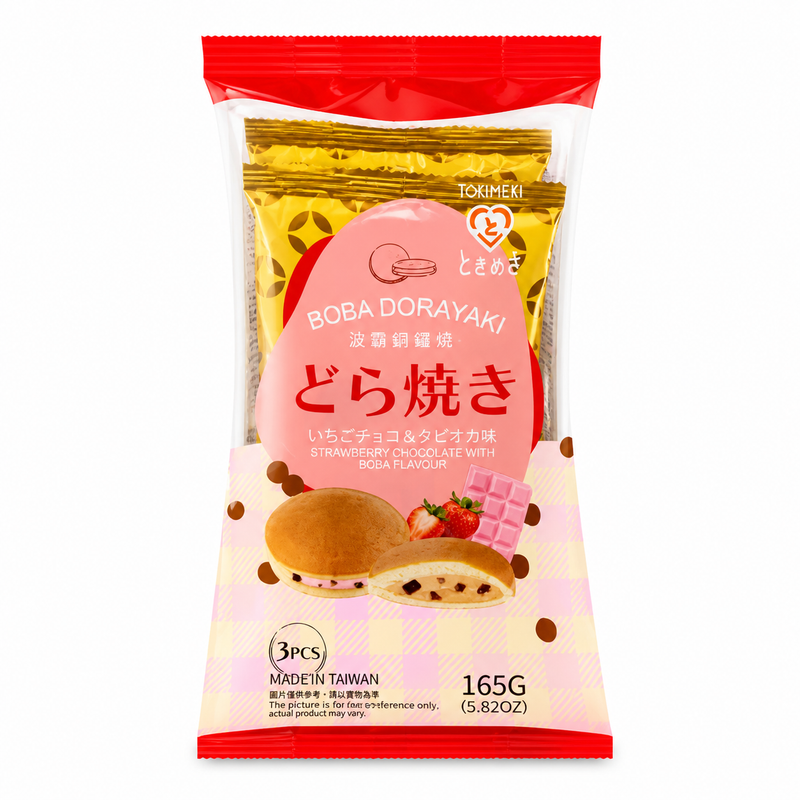 Tokimeki Dorayaki med jordgubbs och chokladsmak samt boba 165g (3 st)