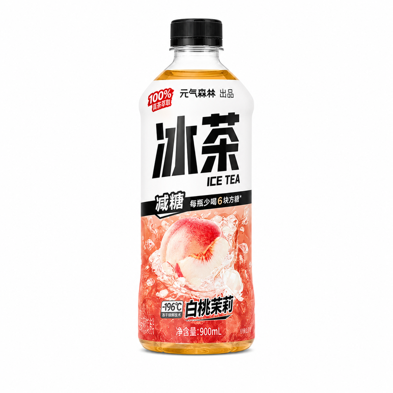 Genki Forest White Peach & Jasmine Iced Tea Low Sugar 900ml