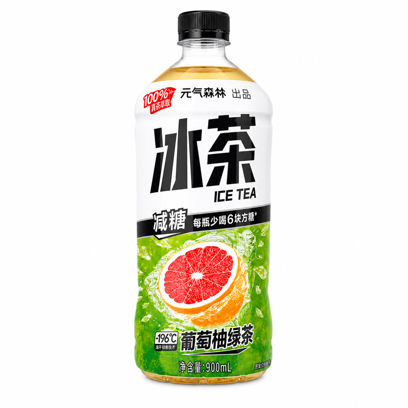 Genki Forest  Is-te grapefrukt & grönt te reducerad sockerhalt 900ml