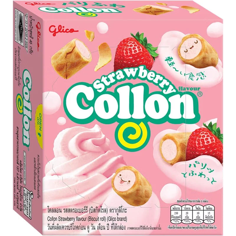 Glico Cream Collon Milk Kex with Strawberry 格力高奶油草莓蛋卷注心饼干 46g