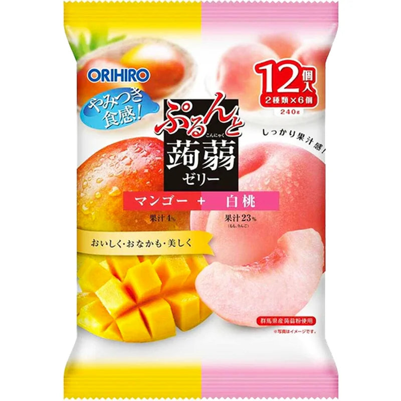 Orihiro Prune Konjac Jelly, Mango and White Peach Flavour, 240g