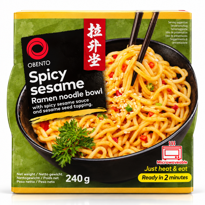 Obento Ramen Nudelskål med Stark Sesamsås 240g