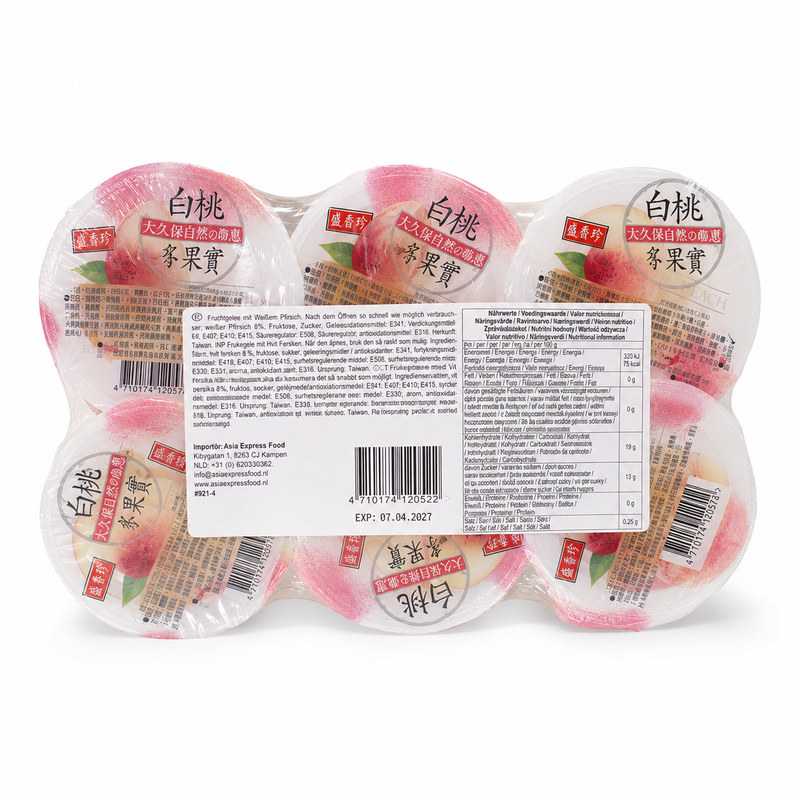 Sheng Xiang Zhen Persikogelé med Fruktbitar 6x180g