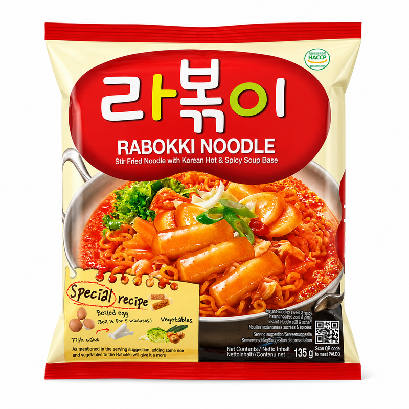 Paldo Rabokki Nudlar Stark Koreansk Smak 135g