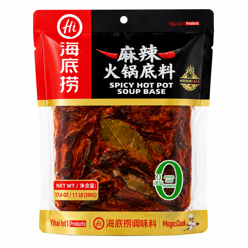 Haidilao Kryddig Hot Pot-buljongbas (Medium Stark) 500g