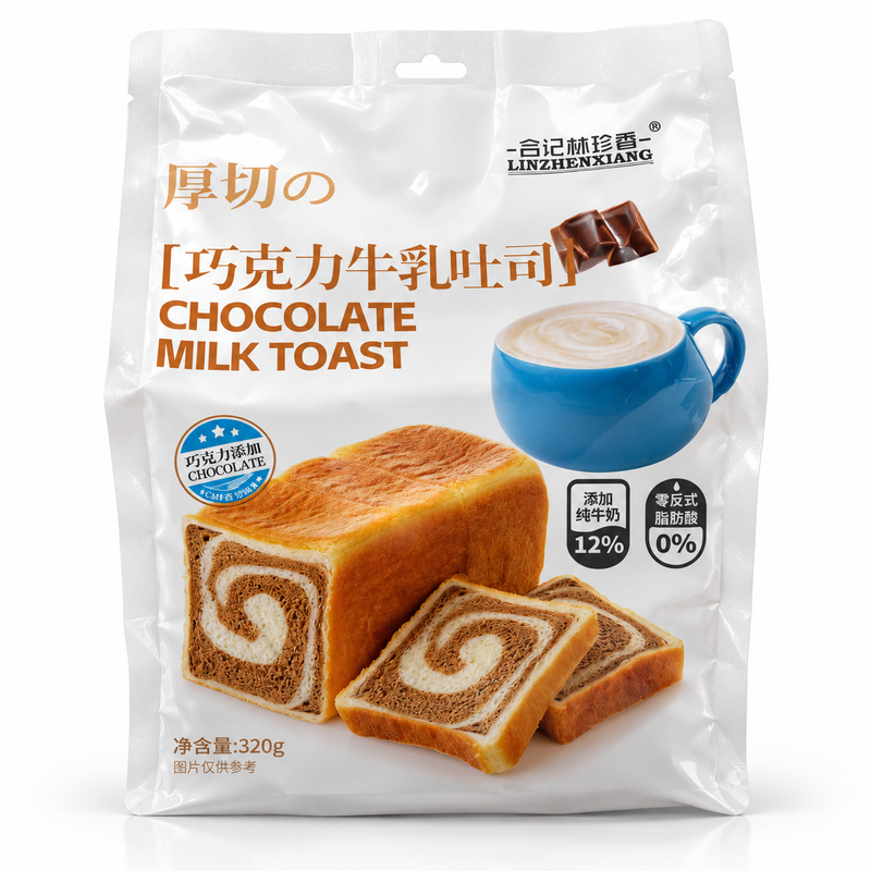 Linzhenxiang Tjock Mjölktoast med Choklad 320g