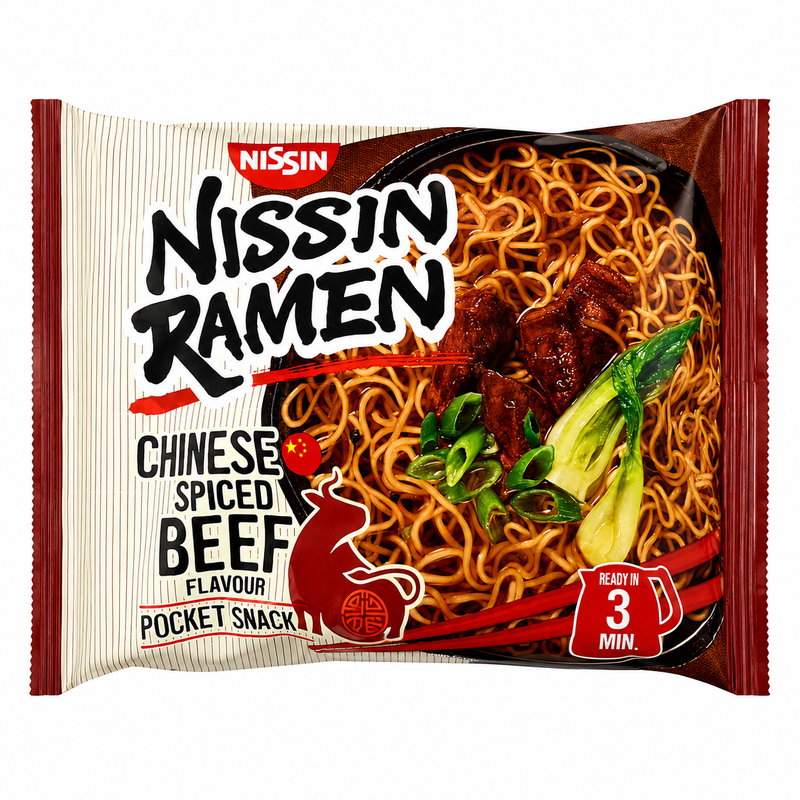 Nissin Ramen Snack med Kinesisk Kryddig Oxköttssmak 66,8 g